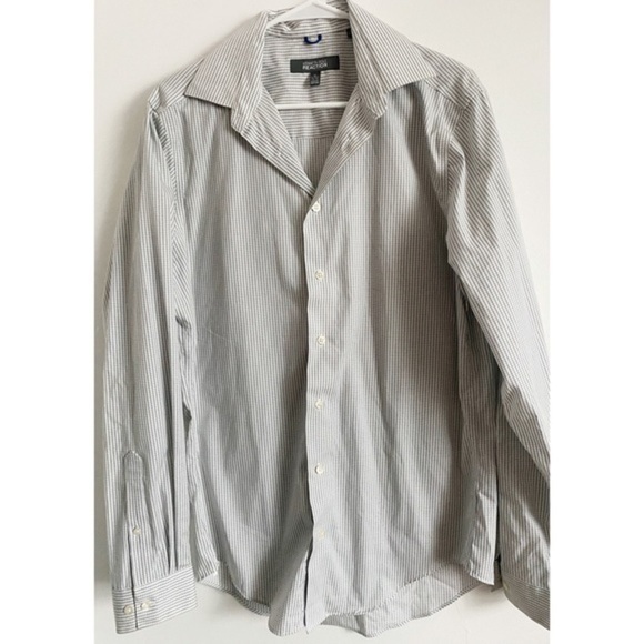 Kenneth Cole Reaction • Grey Check Plaid Button Down Shirt - Picture 1 of 5